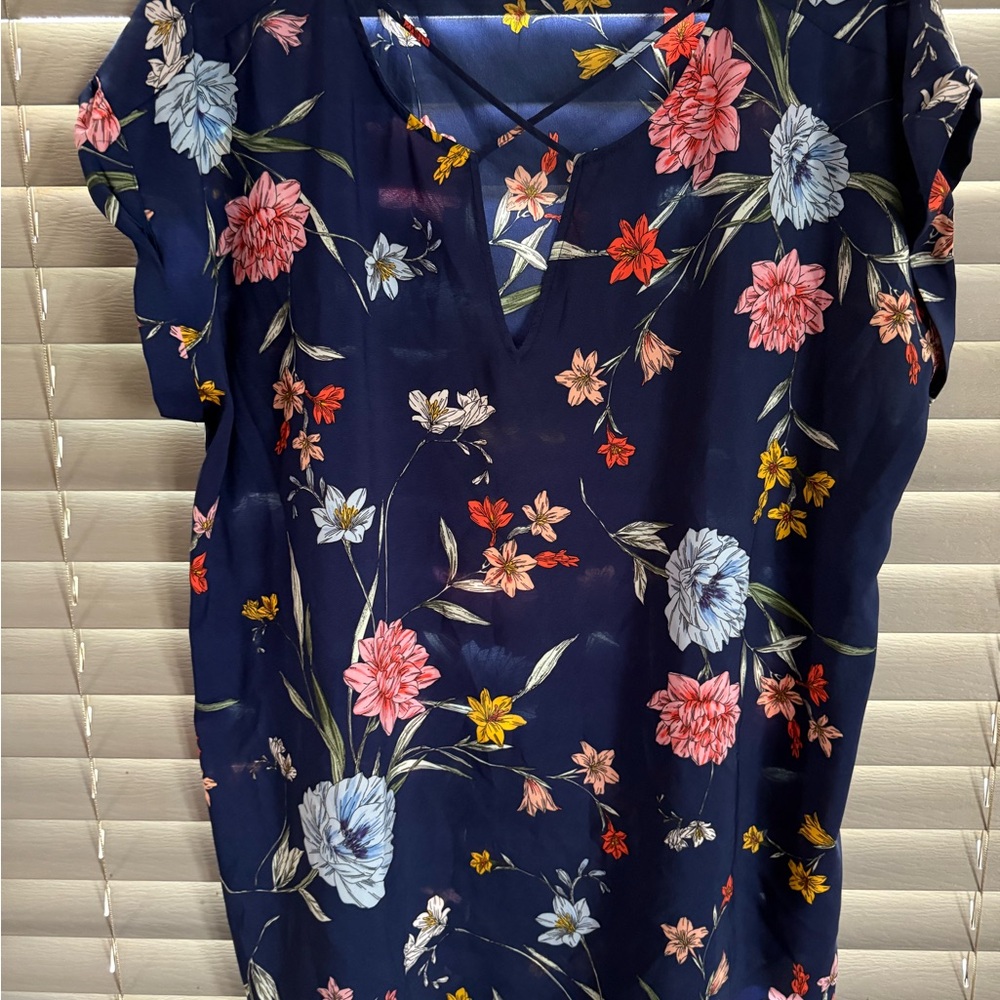 Express Floral Print Navy Top